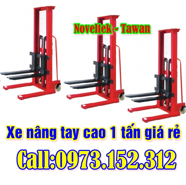 Xe nâng tay cao 1 tấn, chiều cao nâng 1.6m, giá rẻ